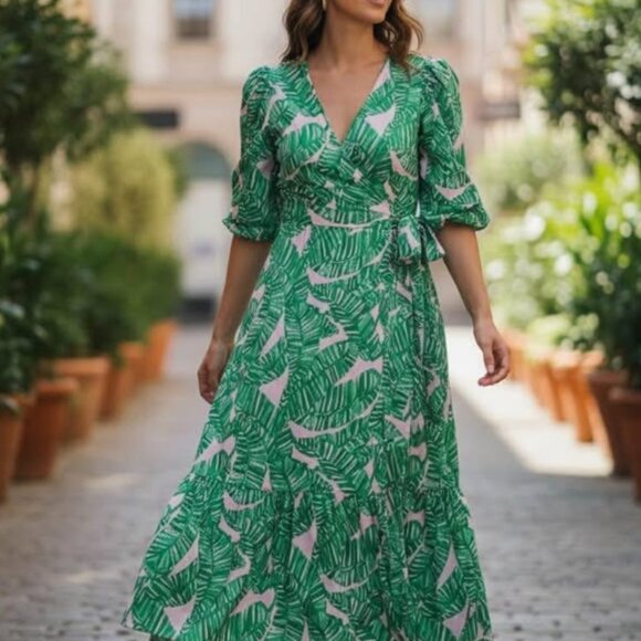 NEW! LILLY PULITZER Brantley Midi Wrap Dress Conch Shell Pink Size M - Picture 2 of 4